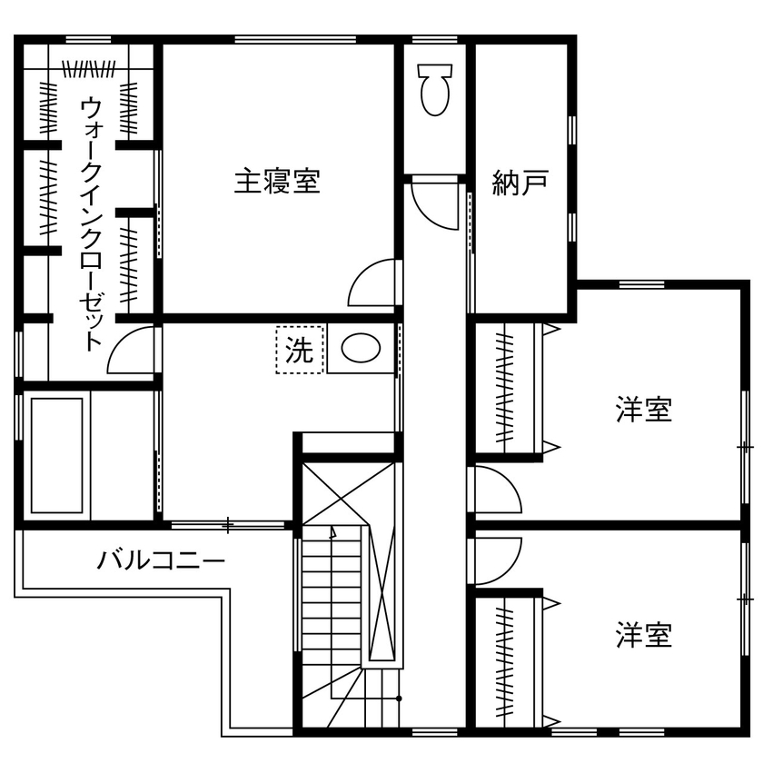 広島建設-セナリオハウス- 【2000万円台｜41坪｜間取り図有】ダイニングキッチンが主役。居心地の良い空間で人を温かくもてなす家の間取り図（3LDK）2階