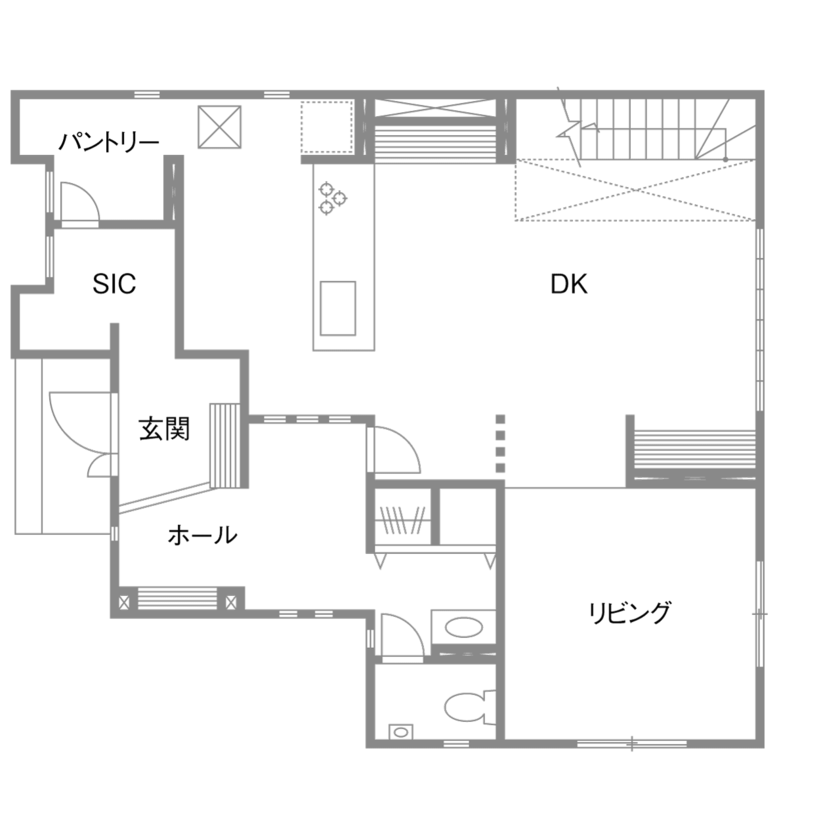 広島建設-セナリオハウス- 【3000万円台｜約47坪｜間取り図】忙しい毎日を癒す寛ぎのLDK。開放感と落ち着きを使い分ける機能的な家の間取り図（3LDK）1階