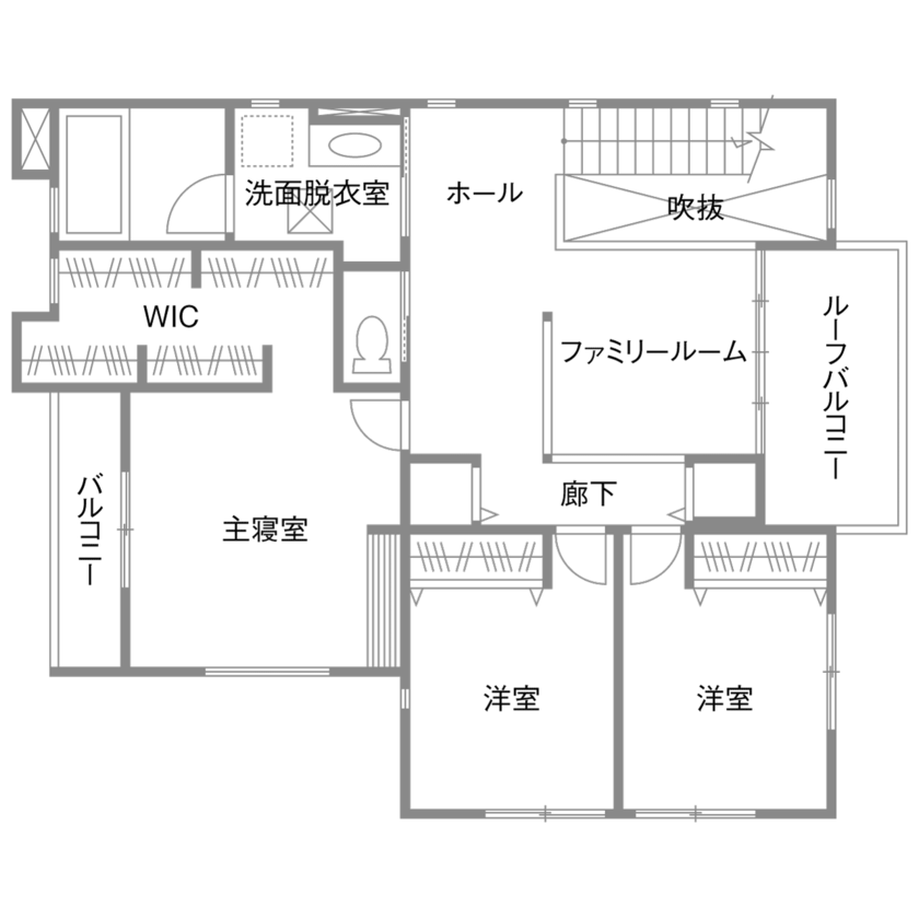 広島建設-セナリオハウス- 【3000万円台｜約47坪｜間取り図】忙しい毎日を癒す寛ぎのLDK。開放感と落ち着きを使い分ける機能的な家の間取り図（3LDK）2階
