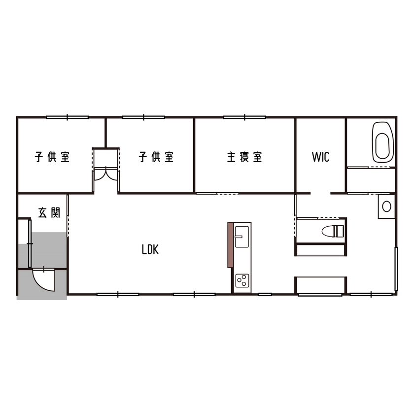 DIグループ　DI Home シンプルな間取りで家事ラク＆収納にもこだわる暮らしやすい平屋の間取り図（3LDK）1階
