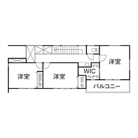 マイトレジャー 【2000万円/39坪/3LDK/間取り有】田園風景になじむリゾート風シンプルモダンの家の間取り図（4LDK）2階