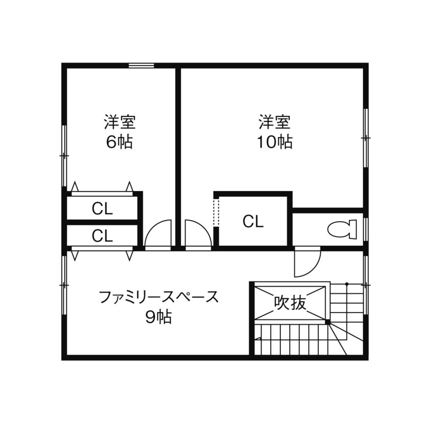 ノーザンハウス 【1426万円｜34.5坪｜2×6工法｜間取り図有】理想的な三角屋根の家を、優れたコストパフォーマンスで実現の間取り図（3LDK）２階