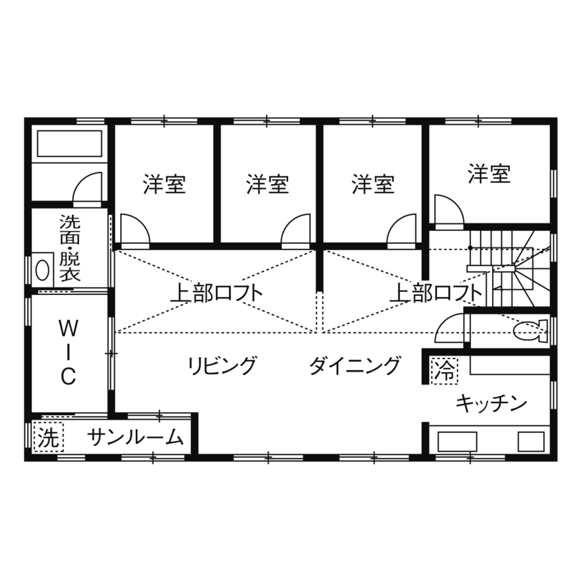 ノーザンハウス 【2409万円｜52.4坪｜店舗併用｜間取り図有】独自のネットワークを活かし、自宅売却の相談にも対応の間取り図（4LDK＋店舗）２階