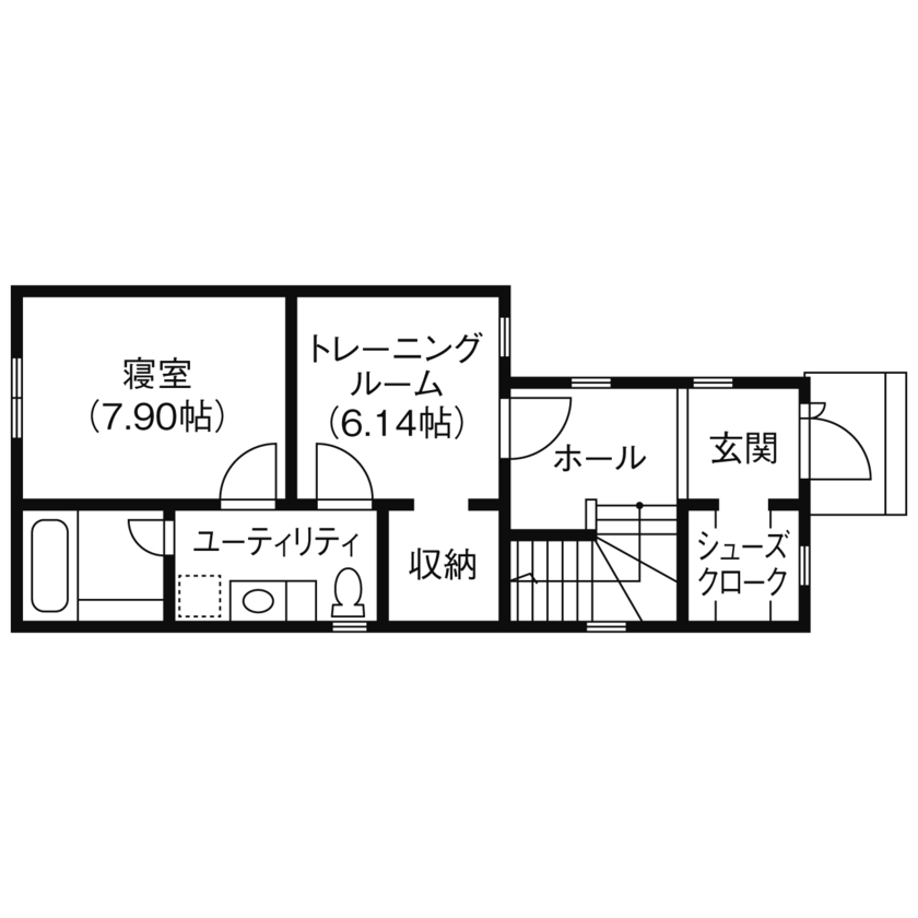 ノーザンハウス 【1755万円｜32坪｜間取り図有】オーダーキッチンやトレーニングルーム、ホームシアターで家時間を快適にの間取り図（2LDK＋書斎）1階