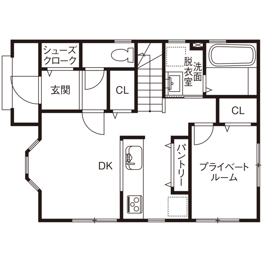 ノーザンハウス 【1958万円｜26.9坪｜長期優良住宅｜間取り図有】パリジャンスタイルの外観が魅力的！ペットも楽しめる家への間取り図（4DK）1階