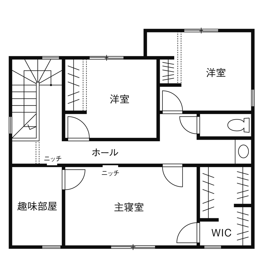 ノーザンハウス 【2022万円｜33.6坪｜長期優良住宅｜間取り図有】「好き」をぎゅっと詰めこんだ輸入住宅で充実した家時間をの間取り図（3LDK＋趣味部屋）２階