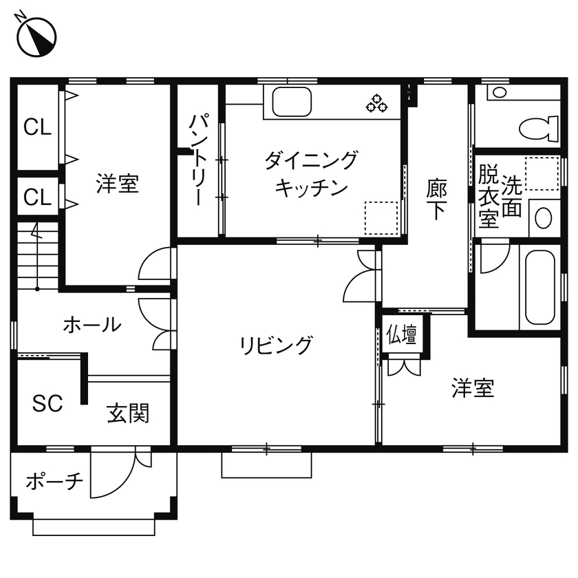 ノーザンハウス 【3900万円｜49.4坪｜間取り図有】幼い頃の憧れを形に。総レンガ仕上げの気品あふれる佇まいの間取り図（6LDK＋納戸）１階