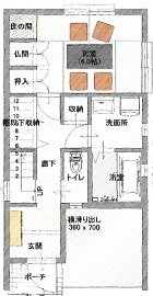 秀光ビルド 【1000万円台/4LDK/狭小27坪/細長い家/間取り図】間口の狭い土地にビルトインガレージ＆おしゃれな３階建ての間取り図（4LDK）1階