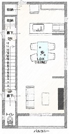 秀光ビルド 【1000万円台/4LDK/狭小27坪/細長い家/間取り図】間口の狭い土地にビルトインガレージ＆おしゃれな３階建ての間取り図（4LDK）2階
