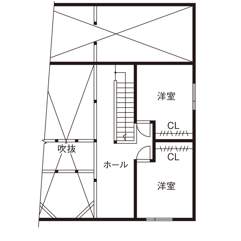 さいが設計工務 【高気密高断熱/漆喰壁・無垢床/吹き抜け/間取り図】365日半袖・素足が気持ちいい！造作家具もお気に入りの間取り図（3LDK）2階