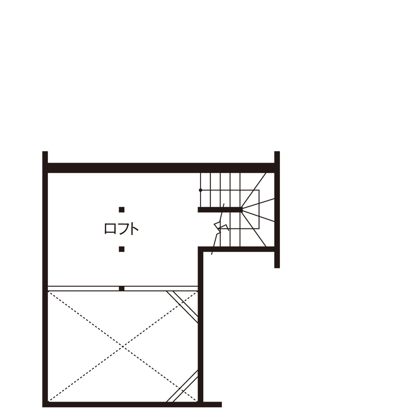 さいが設計工務 【高気密高断熱/漆喰壁・無垢床/2階リビング/間取り図】性能と誠実さで選んだ、趣味を謳歌する「自分の城」の間取り図（3LDK）ロフト
