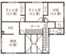 ines HOME (イネスホーム) 【3000～3500万円/石狩市】無機質な素材と自然木が織りなす空間がおしゃれな家の間取り図（4LDK）2階