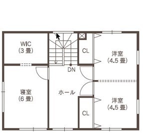 ines HOME (イネスホーム) 【2000～2500万円/札幌市】吹上天井の開放感あふれるLDKの間取り図（3LDK）２階