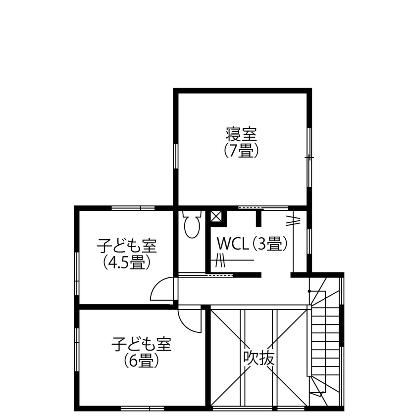 ines HOME (イネスホーム) 【3000～3500万円】アーチをたくさん採り入れた室内。自由度が高い家づくりで、やりたいことを実現の間取り図（3LDK+小上がり）2階