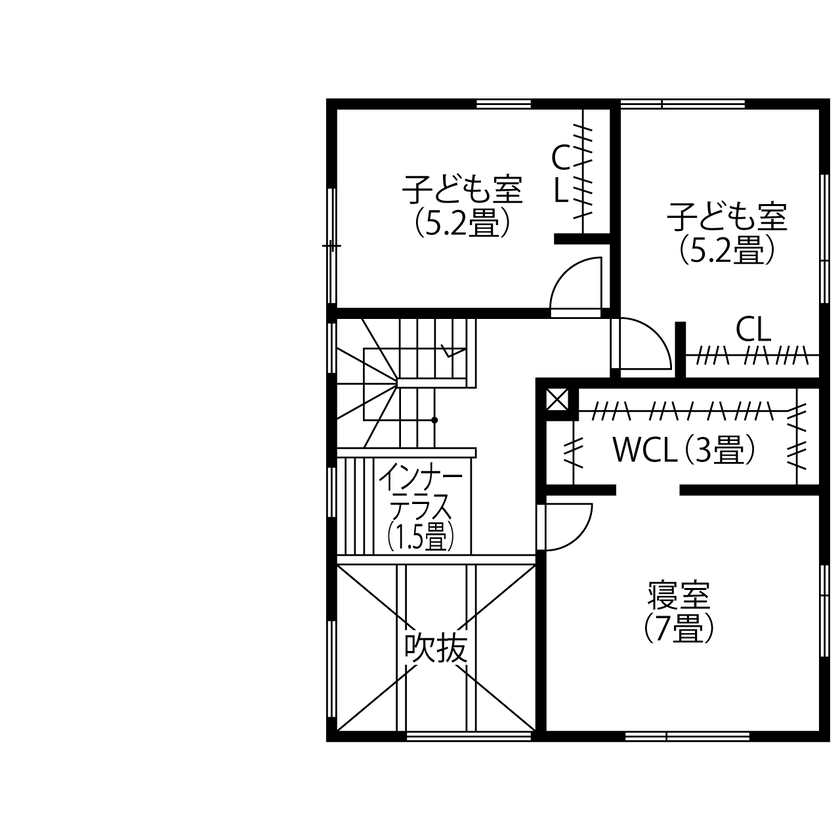 ines HOME (イネスホーム) 【3000～3500万円】外観はカッコよく、家の中はナチュラルテイストで可愛らしさをちりばめての間取り図（4LDK）2階