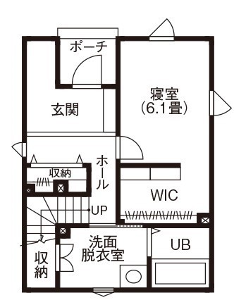 寿建設 【全室床暖房×屋上庭園×小上がり風ダイニング×4LDK】30坪の狭小地でも叶うゆとりと開放感のある住まいの間取り図（4LDK+納戸）1階