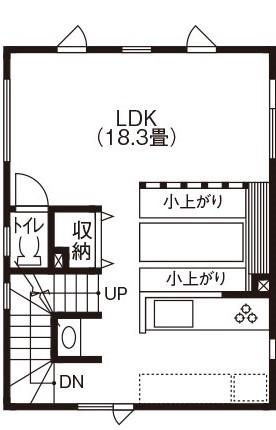 寿建設 【全室床暖房×屋上庭園×小上がり風ダイニング×4LDK】30坪の狭小地でも叶うゆとりと開放感のある住まいの間取り図（4LDK+納戸）2階