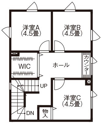 寿建設 【全室床暖房×屋上庭園×小上がり風ダイニング×4LDK】30坪の狭小地でも叶うゆとりと開放感のある住まいの間取り図（4LDK+納戸）3階