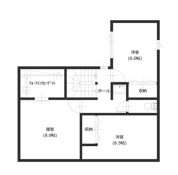 寿建設 【全室床暖房×屋上庭園×居酒屋風ダイニング× 三階建て】屋上付モデルハウスに憧れ、和テイストの住まいの間取り図（4LDK＋納戸）2階