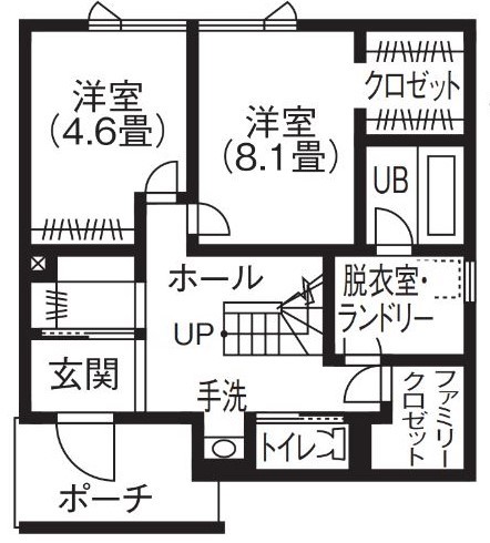 寿建設 【全室床暖房×屋上庭園×三階建て】屋根をつけた屋上庭園で快適な全天候型屋上アウトドアを叶えた住まいの間取り図（3LDK＋趣味室）1階