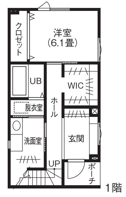 寿建設 【全室床暖房×屋上庭園×三階建て】敷地面積33.1坪！子育て20代が叶えた屋上庭付き都市型狭小の住まいの間取り図（3LDK＋屋上庭園）1階