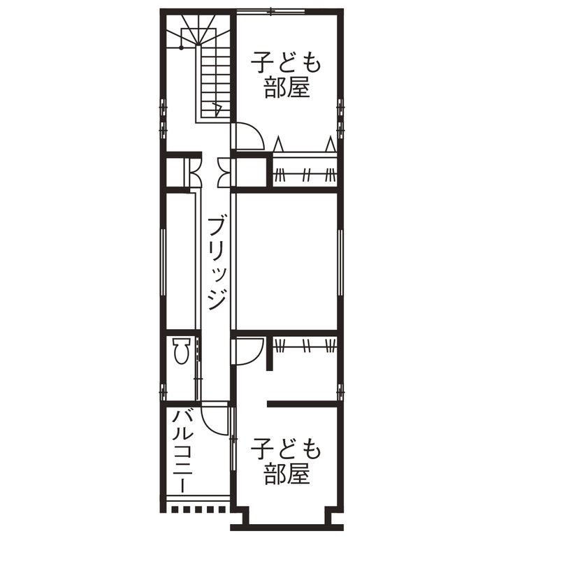 ZENSYU-HOUSE 【2階建て/約40坪】道行く人の印象に残る住まい　柔らかな光が出迎える心休まる寛ぎのモダン空間の間取り図（4LDK）2階
