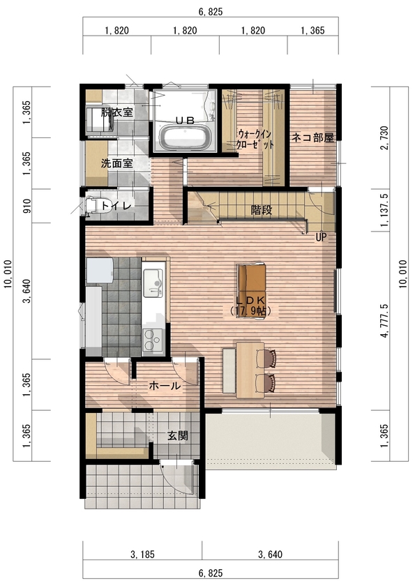 ＣＲＡＴＣＨ（クラッチ） 【北九州市/2545万円/2LDK/間取図有】愛猫も大満足！キャットウォークを創作した住み心地◎猫ちゃんハウスの間取り図（2LDK+フリースペース）1階