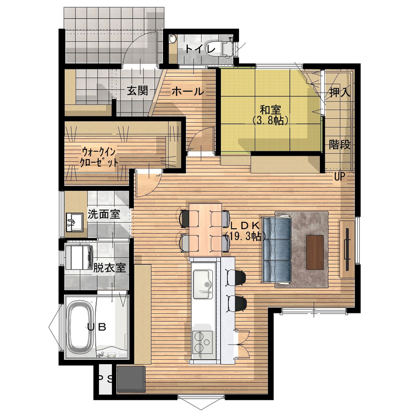 ＣＲＡＴＣＨ（クラッチ） 【北九州市/2711万円/2LDK/間取図有】将来的には子ども部屋にも変更できる！シアタールームのある間取りの間取り図（2LDK+シアタールーム）1階