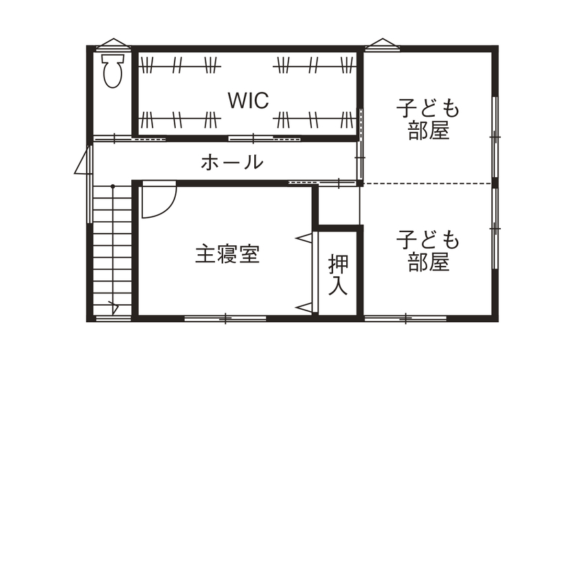 トモノ建築設計事務所 【ナチュラル/間取り図有】緑に囲まれた土間のある家の間取り図null２階
