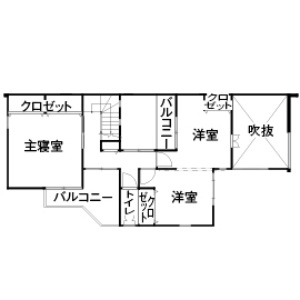 Art Yoshikawa設計事務所 吉川住建 「オモテに窓のない外観のインパクトに惚れ惚れする」オリジナリティあふれるスタイリッシュモダンの家の間取り図（4LDK）2階