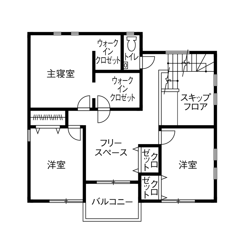 Art Yoshikawa設計事務所 吉川住建 【2000万円台|間取り図|家事ラク|スキップフロア】繋がる空間は家族のつながりを感じる家の間取り図（4LDK＋スキップフロア）2階