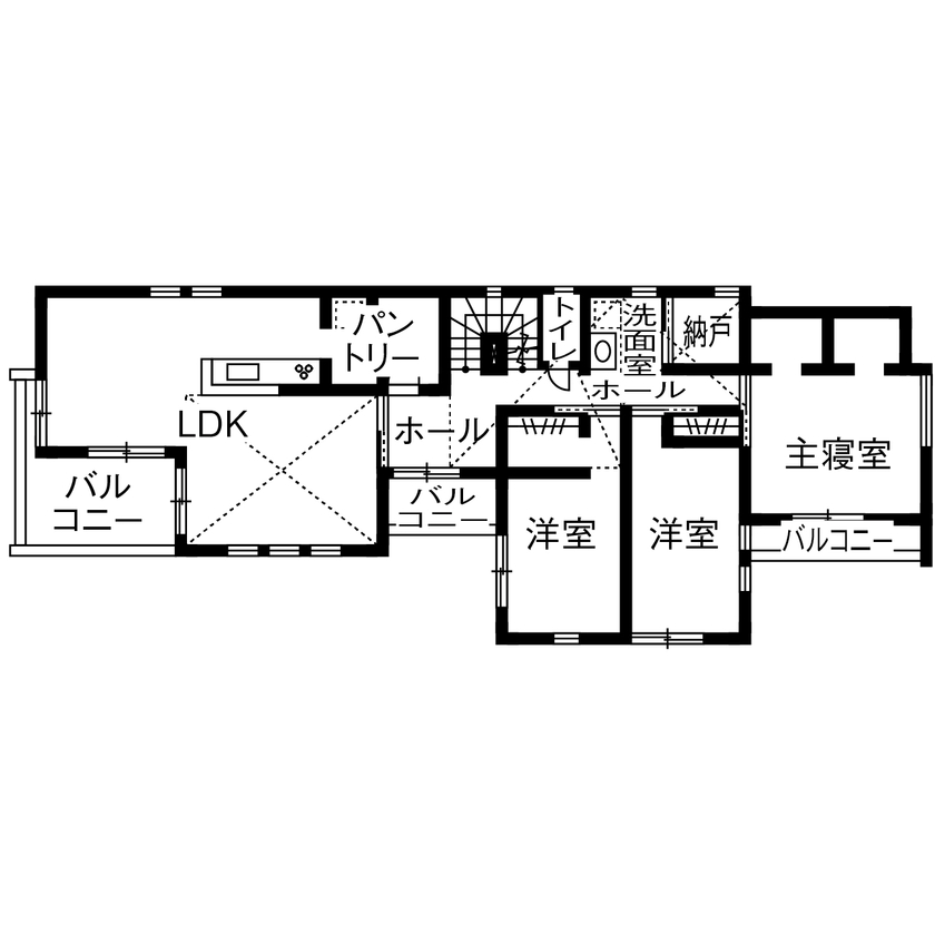 Art Yoshikawa設計事務所 吉川住建 【岡崎市|3000万円台|間取り図|店舗併用|二世帯住宅|家事ラク】収納豊富＆家事ラク！太陽光搭載の二世帯の間取り図（店舗併用、LDK×2）2階