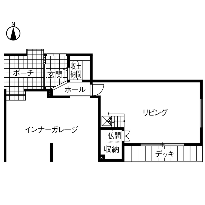 Art Yoshikawa設計事務所 吉川住建 【1000万円台|間取り図|ビルトインガレージ】テーマは「インダストリアル」、屋上庭園も！の間取り図（1LDK＋ガレージ）1階