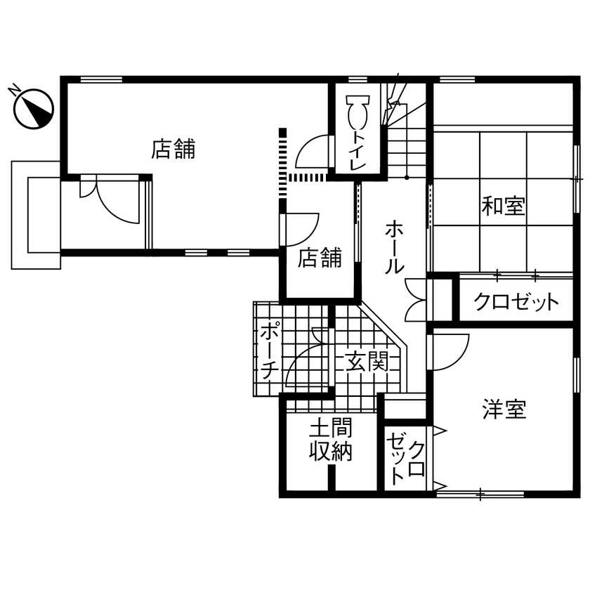 Art Yoshikawa設計事務所 吉川住建 【岡崎市|2000万円台|間取り図|3階建て|店舗併用|二世帯住宅】地震に強い店舗併用二世帯の間取り図（4LLDDKK＋WCL＋店舗）1階