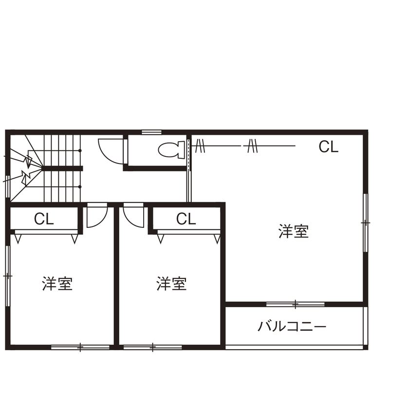 Art Yoshikawa設計事務所 吉川住建 【西尾市|1000万円台|30坪台】テクノストラクチャーの特長を活かした大空間LDKに、家事ラクな水まわり動線の間取り図（3LDK+FCL+小屋裏収納）2階