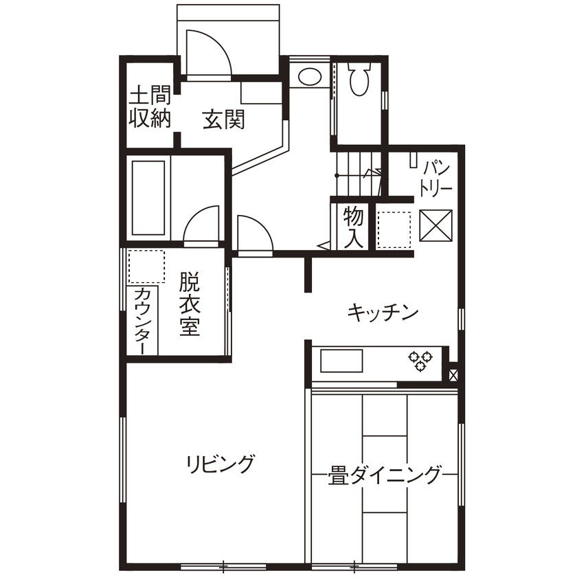 Art Yoshikawa設計事務所 吉川住建 【豊川市|1000万円台|畳ダイニング】広い庭と可愛いインテリアの地震に強いテクノストラクチャーの家の間取り図（3LDK+WCL+小屋裏収納）1階
