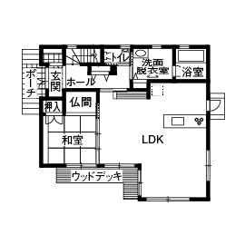 Art Yoshikawa設計事務所 吉川住建 【豊田市|2000万円台|テクノストラクチャー|間取り図】思い出を残しつつ建て替えた新築は耐震等級3の大空間の間取り図（4LDK）1階