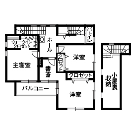 Art Yoshikawa設計事務所 吉川住建 【豊田市|2000万円台|テクノストラクチャー|間取り図】思い出を残しつつ建て替えた新築は耐震等級3の大空間の間取り図（4LDK）2階