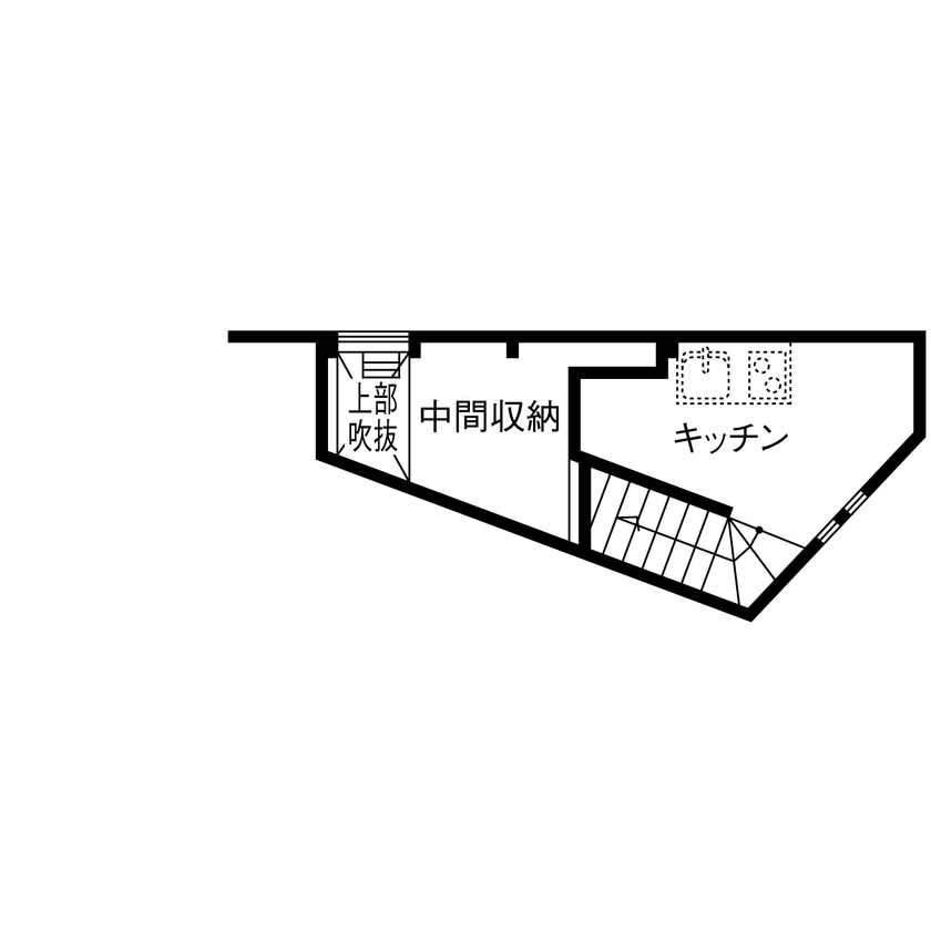 夢工房だいあん 【横浜市／狭小地】SE構法で叶える難しい土地での建て替え。資産価値を追求した住まいを実現の間取り図（1K＋ロフト）中2階