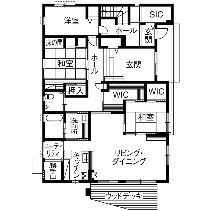 夢工房だいあん 【横浜市／二世帯／ZEH】SE構法で高耐震、性能も充実。3世代がのびのび快適に暮らせる大空間に建て替えの間取り図（3LDK+3SLDK）1階