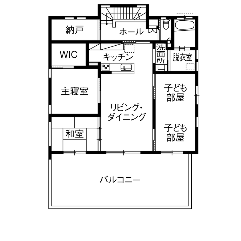 夢工房だいあん 【横浜市／二世帯／ZEH】SE構法で高耐震、性能も充実。3世代がのびのび快適に暮らせる大空間に建て替えの間取り図（3LDK+3SLDK）2階