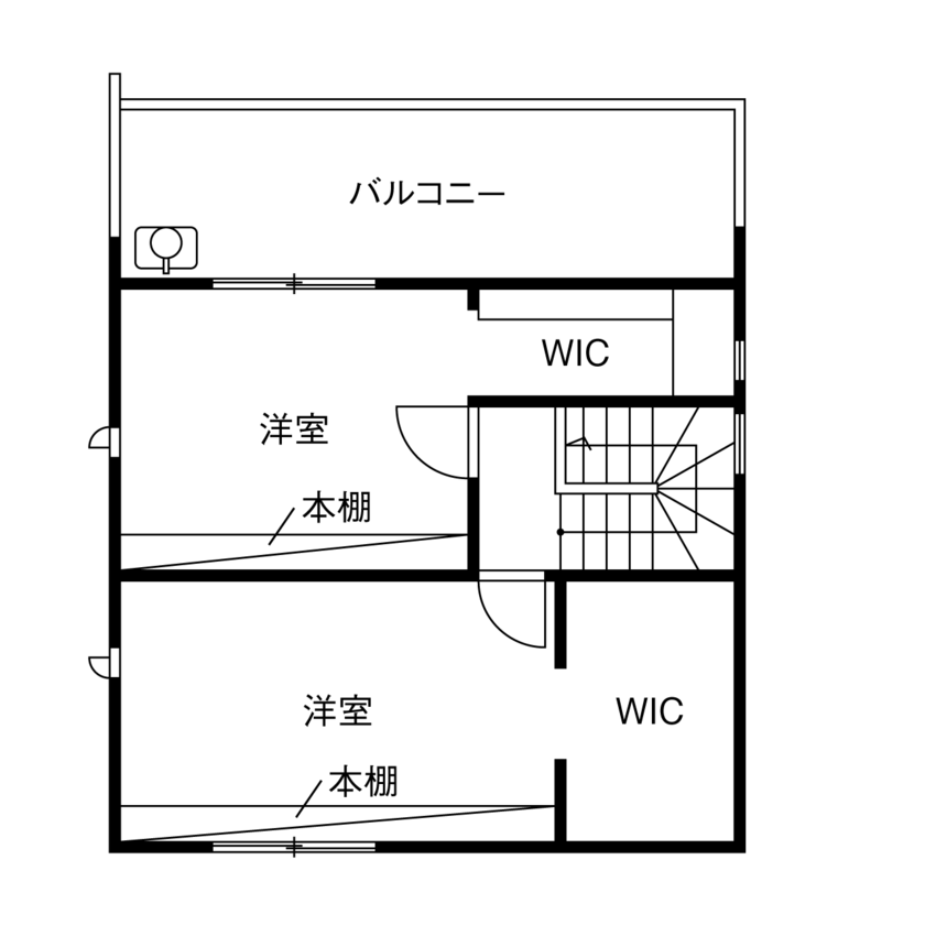 夢工房だいあん 【30坪台／SE構法／3階建て／間取り有】使ったクロスは30種類以上！完全分離でストレスフリーな二世帯住宅の間取り図（1LDK+2LDK+WIC）３階