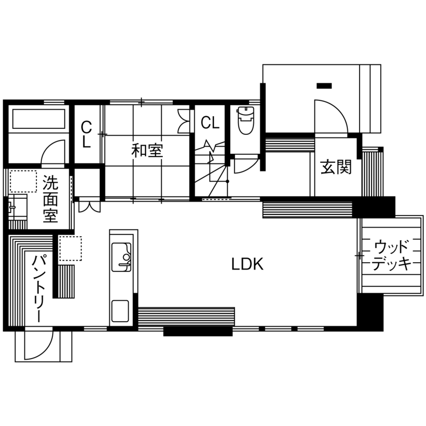 夢工房だいあん 【3,000万円／ウッドデッキ／SE構法／間取り有】子育て中だけどスッキリ暮らしたい！二つの要望を叶えた家の間取り図（3LDK+ワークルーム）1階