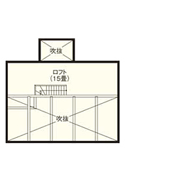 広和木材 【2000万円台/平屋/29坪/コンパクト/2LDK/間取り図】建築のプロも納得した素材と施工。温もりあふれる平屋の間取り図（2LDK）ロフト