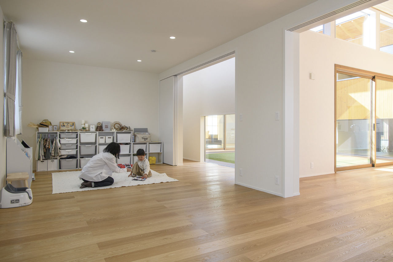 広和木材 【平屋/回遊動線/50坪台/2LDK/間取り図】中庭がもたらす圧倒的な明るさと開放感。風が通る木が心地よい平屋の建築実例画像9