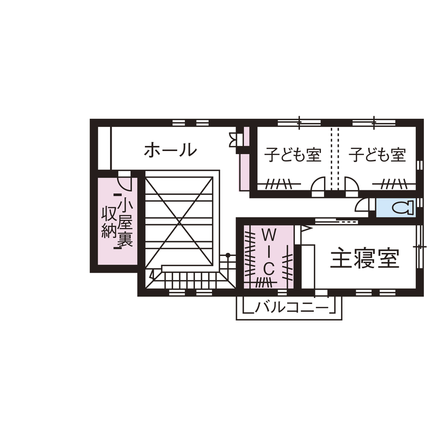 広和木材 【愛知/和モダン/40坪台/4LDK/間取り図】経年変化を楽しみ自然体で暮らす、新しいのに懐かしい古民家風の家の間取り図（4LDK）2階