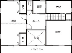 エイ・ワン(A-1 home) 【36.6 坪/1550万円/2F/間取り有】光降る吹抜けのLDKに家族が集う、総無垢仕上げの２階建ての間取り図（3LDK）２階