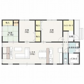 エイ・ワン(A-1 home) 【27.0坪/1000万円台/平屋/間取り有】DJブース付LDK！？趣味を心ゆくまで楽しめるログハウス風の平屋の間取り図（3LDK）１階