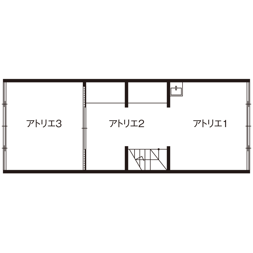 祥規建設 【京都市左京区／2000万円台／20坪台】素材そのままの仕上げでクラフト感たっぷり！工房兼住居の間取り図（LDK+アトリエ）1階
