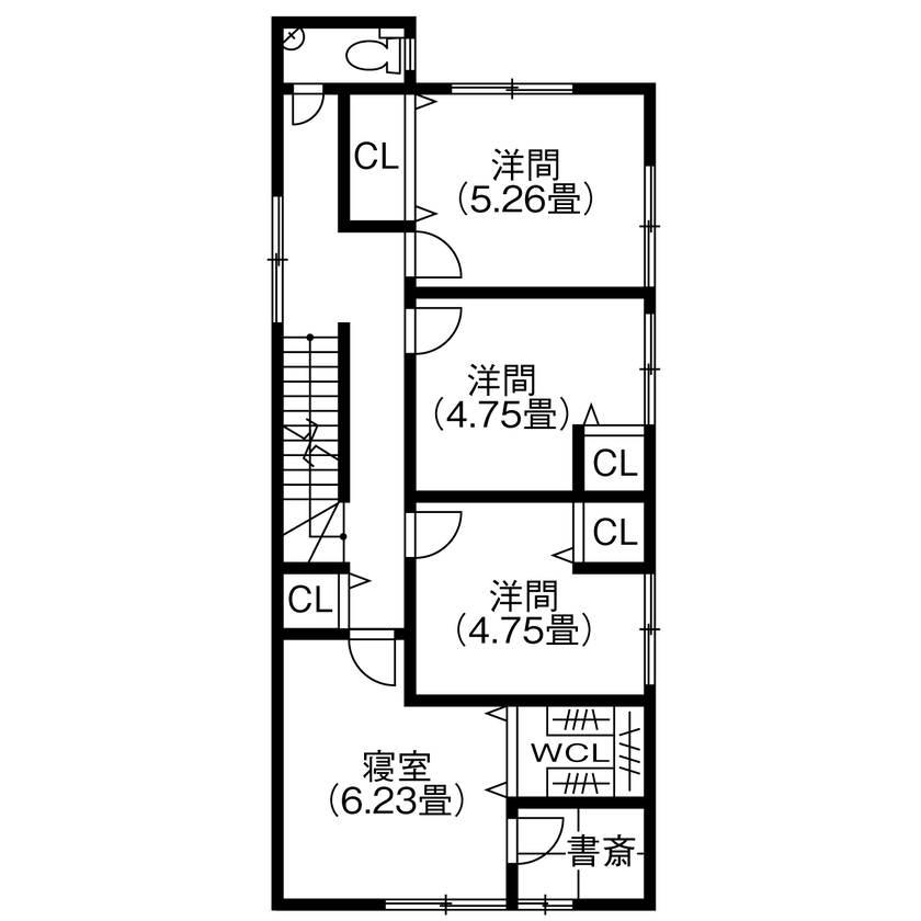 祥規建設 【宇治市／2000万円台／30坪台】屋上バルコニーが庭代わり！家族だけで楽しめるプライベート空間の間取り図（4LDK+ロフト+屋上）2階